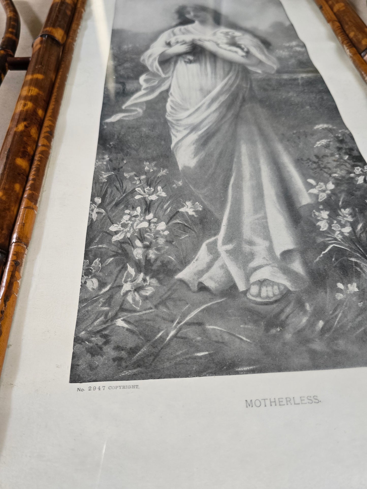 Set of 5 Victorian Sentimental Prints in Original Bamboo Japonisme Frames, c.1870–1890