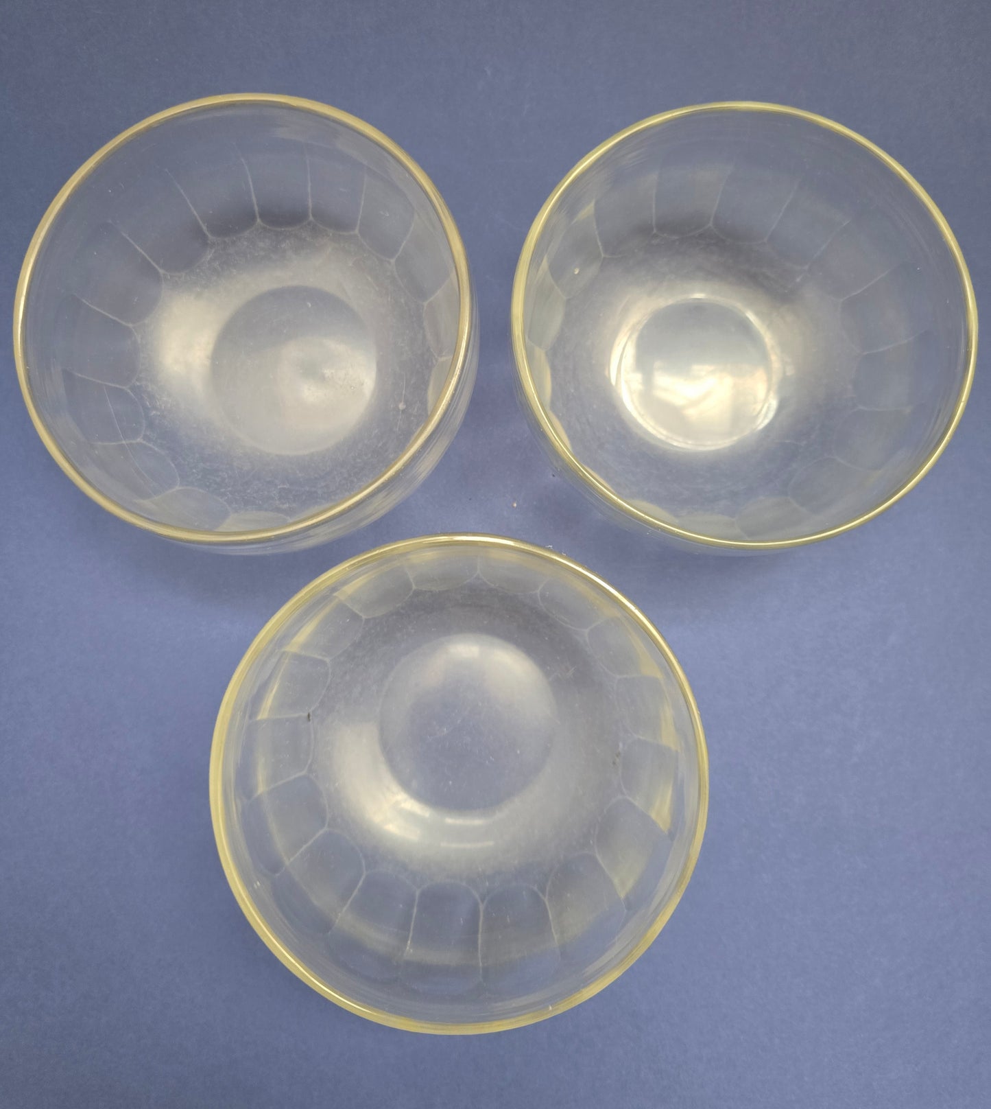 Antique Crystal Finger Bowls with Oval Cut Pattern, c.1890