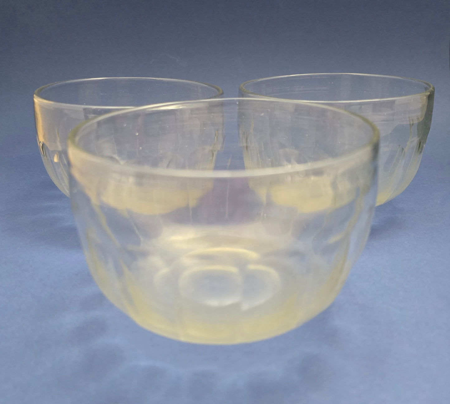 Antique Crystal Finger Bowls with Oval Cut Pattern, c.1890