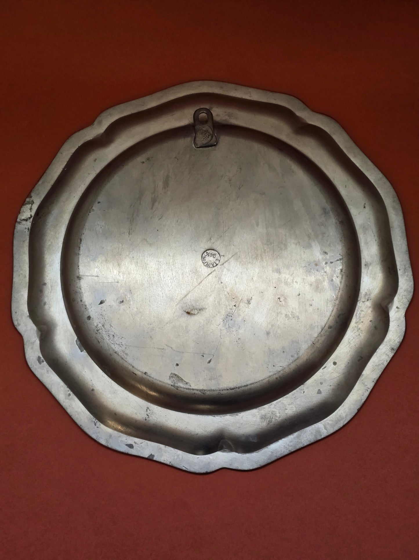 French Pewter Decorative Plate | Maltese Cross Coat of Arms | c.1960s