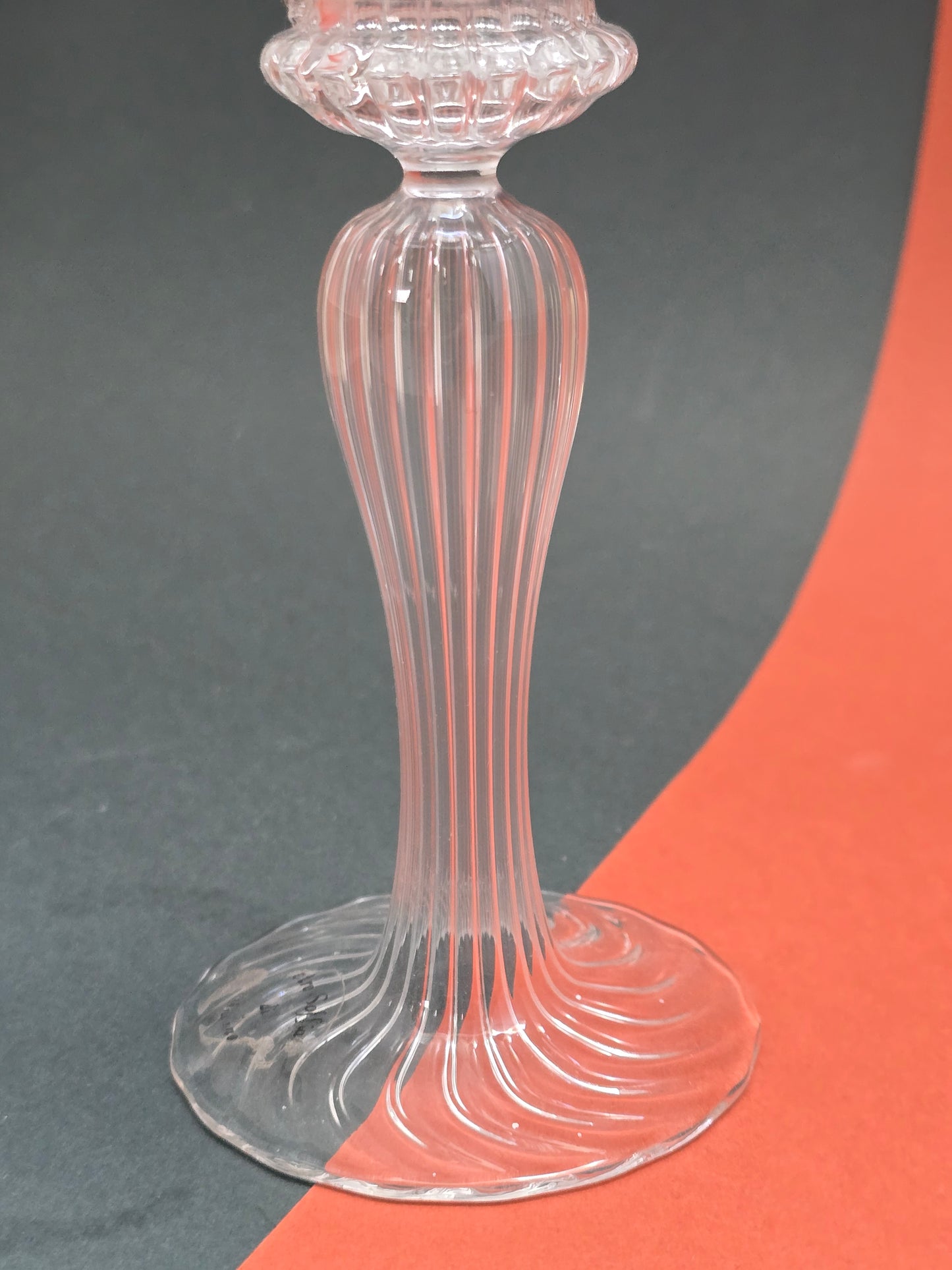 Pair of Murano Glass Candlesticks | Vetro Soffiato | Silver Collar | c.1960s