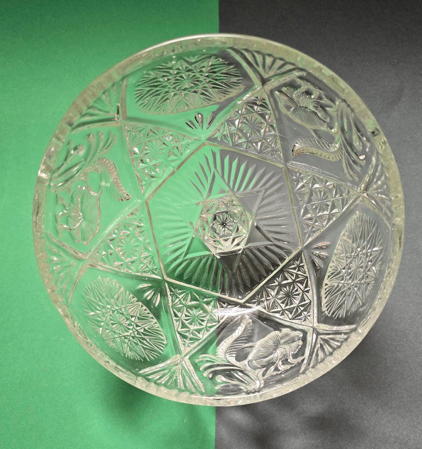 Art Deco Pressed Glass Butter Dome with Plate – Bohemian/German, c.1930s