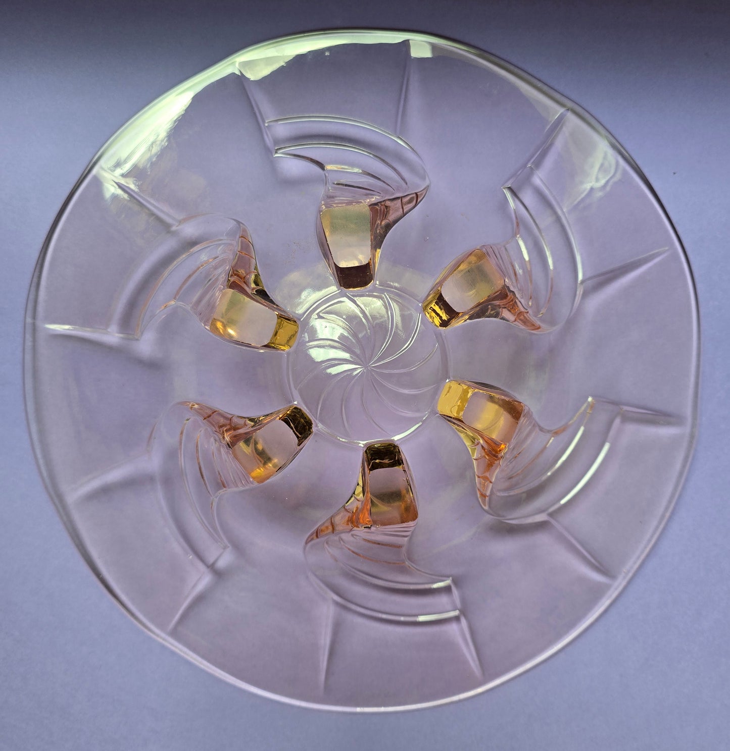 Bohemian Art Deco Rosaline Glass Footed Bowl – Hand-Finished, c.1920s