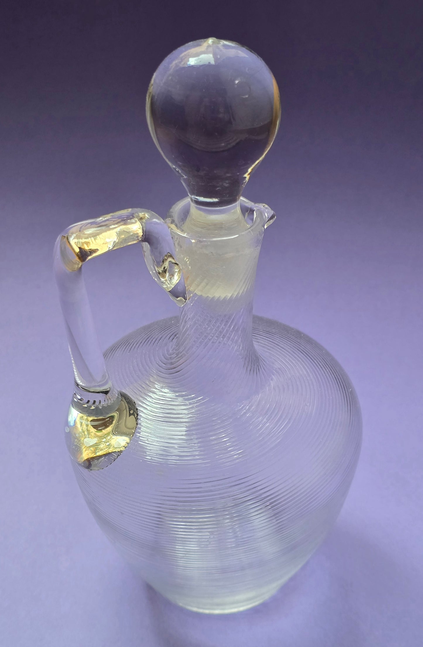 Mouth-Blown Frisian Thread Glass Carafe with Stopper – c.1900