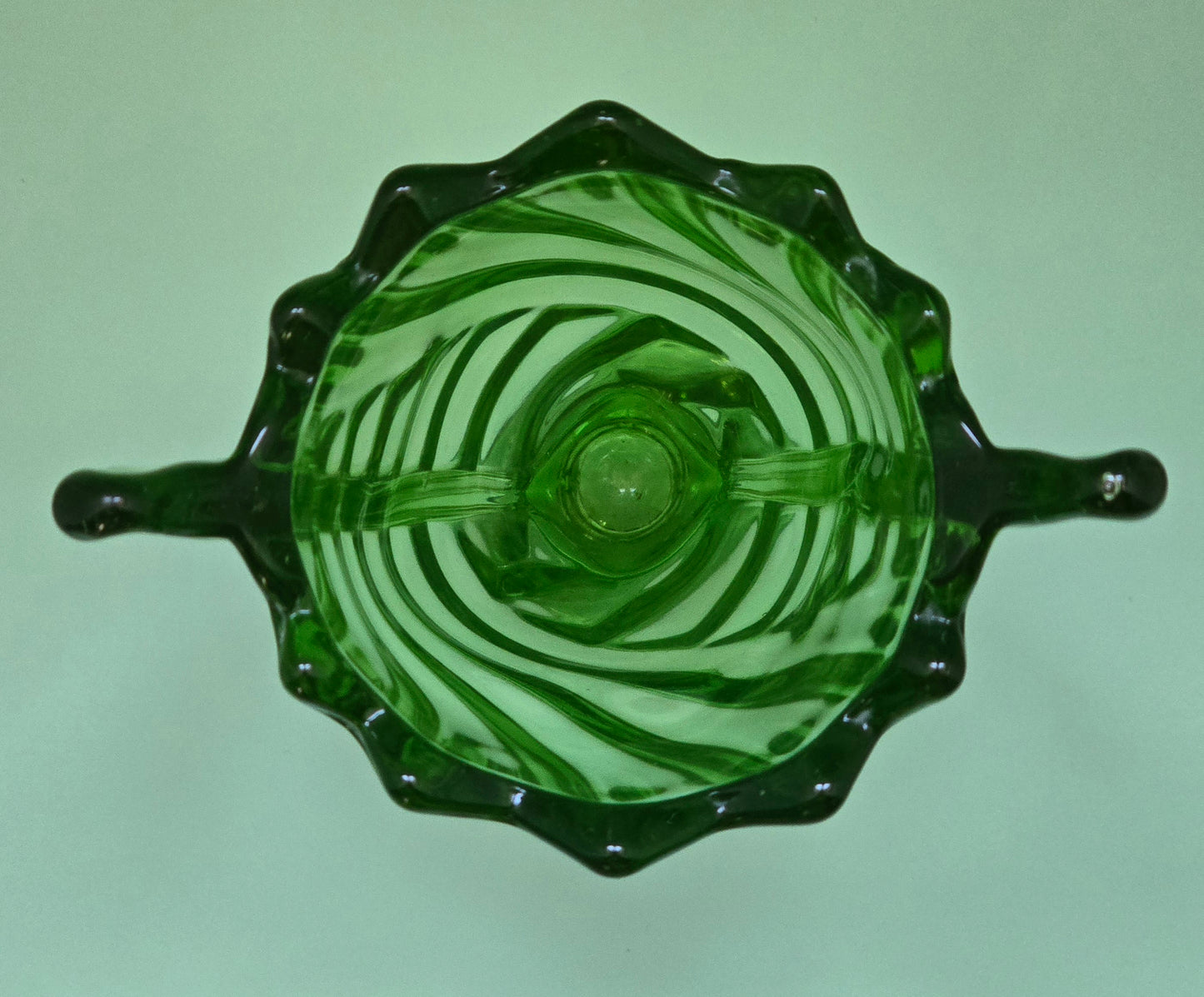 Josef Inwald Barolac Art Deco Winged Vase – Green Glass c.1930s