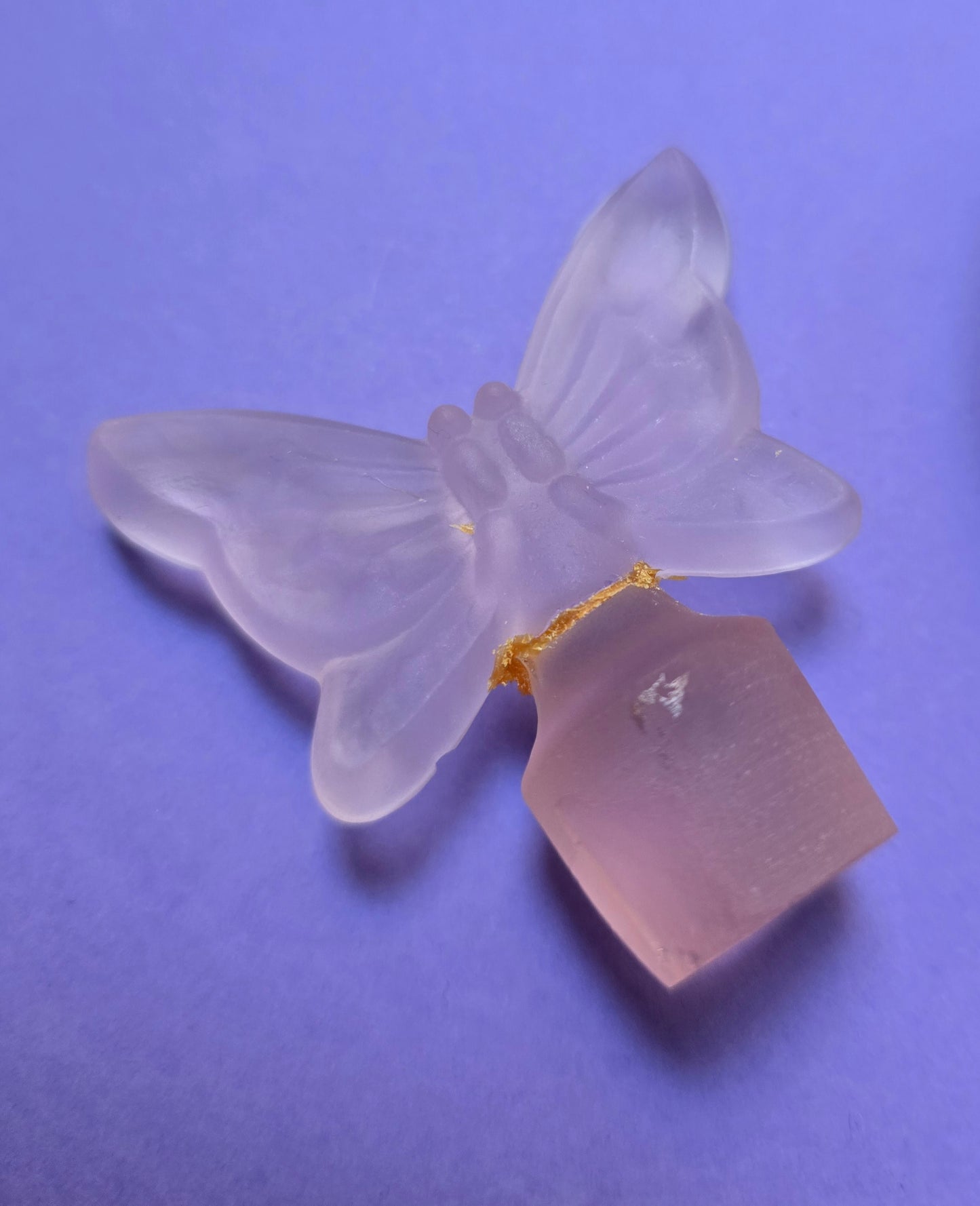 Pink Frosted Glass Butterfly Vanity Set – Perfume Atomiser, Bottle & Trinket Box, 1970s