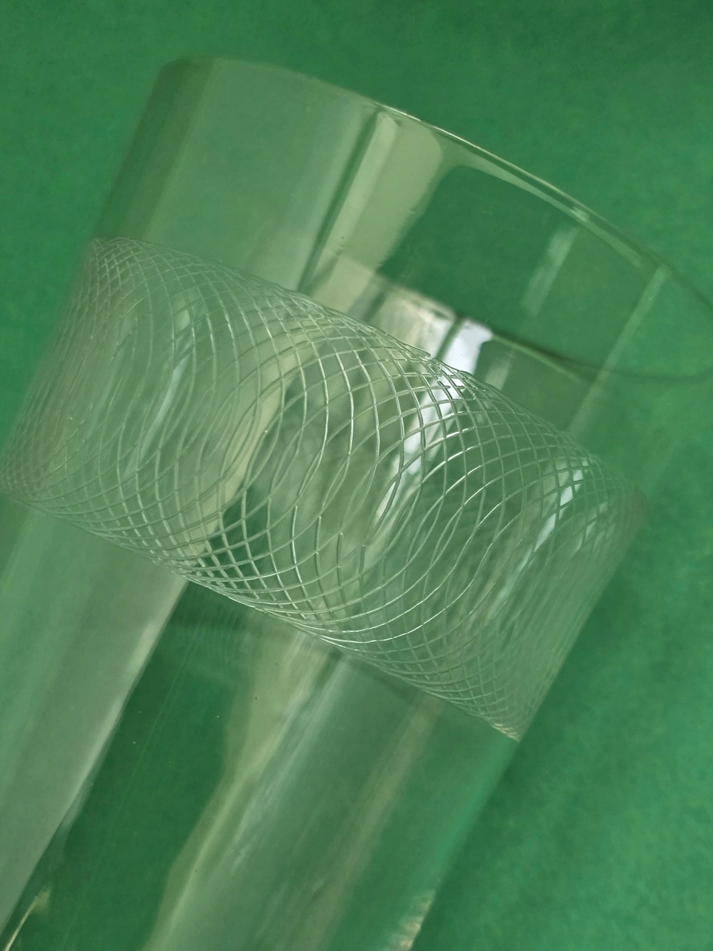 Antique Crystal Water Glasses with Engraved Spiral Pattern, Set of 4, c.1920