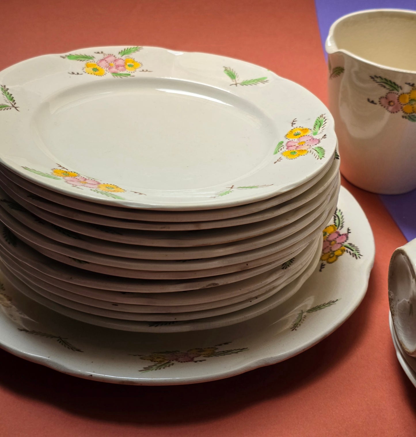 Jas. Broadhurst & Sons 'Clyde' Complete Tea Service for Six, Hand-Painted Floral, c.1930–1940
