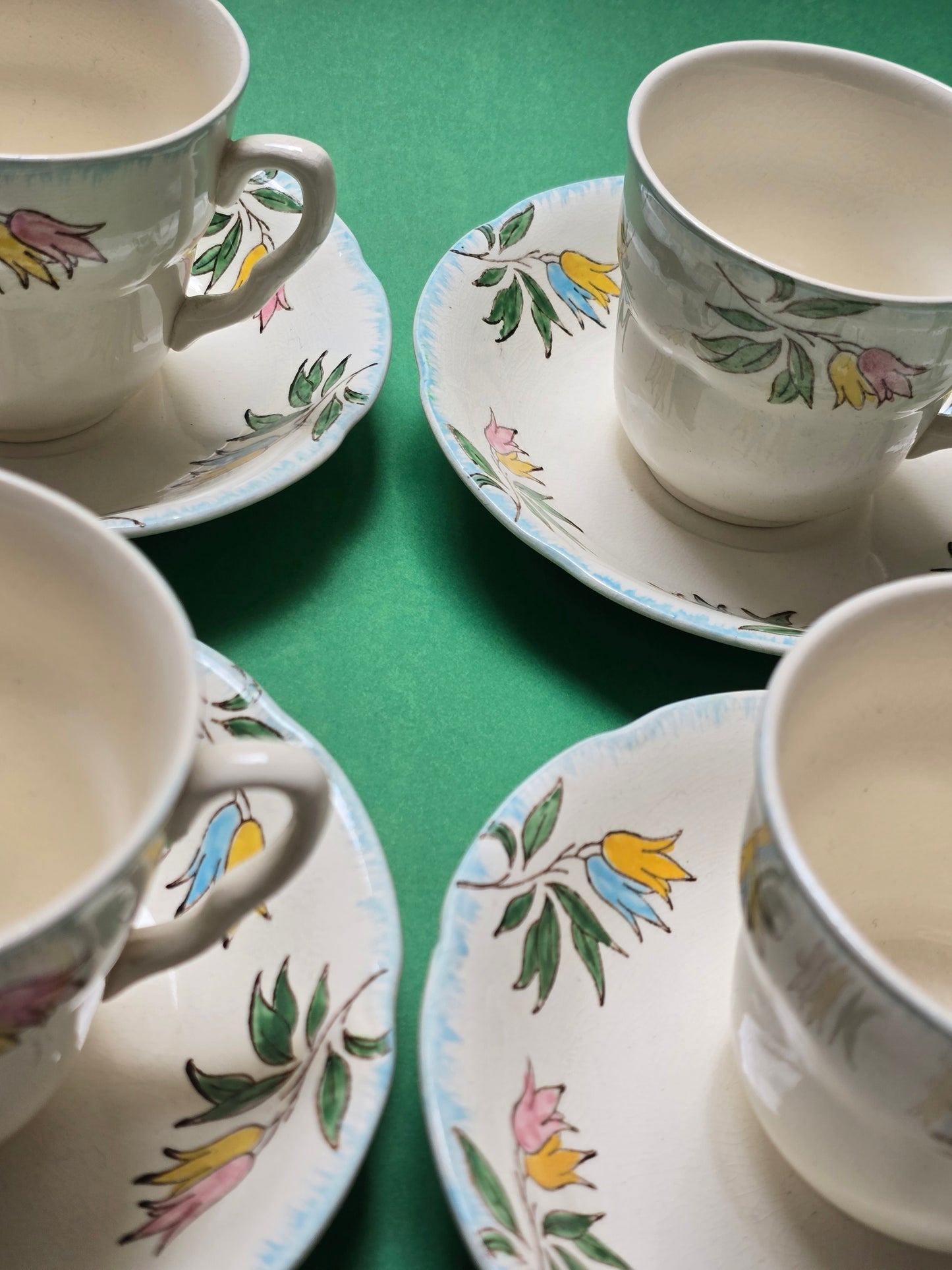 Jas. Broadhurst & Sons 'Kendal' Complete Tea Service for Six, Hand-Painted Campanula, c.1930–1940