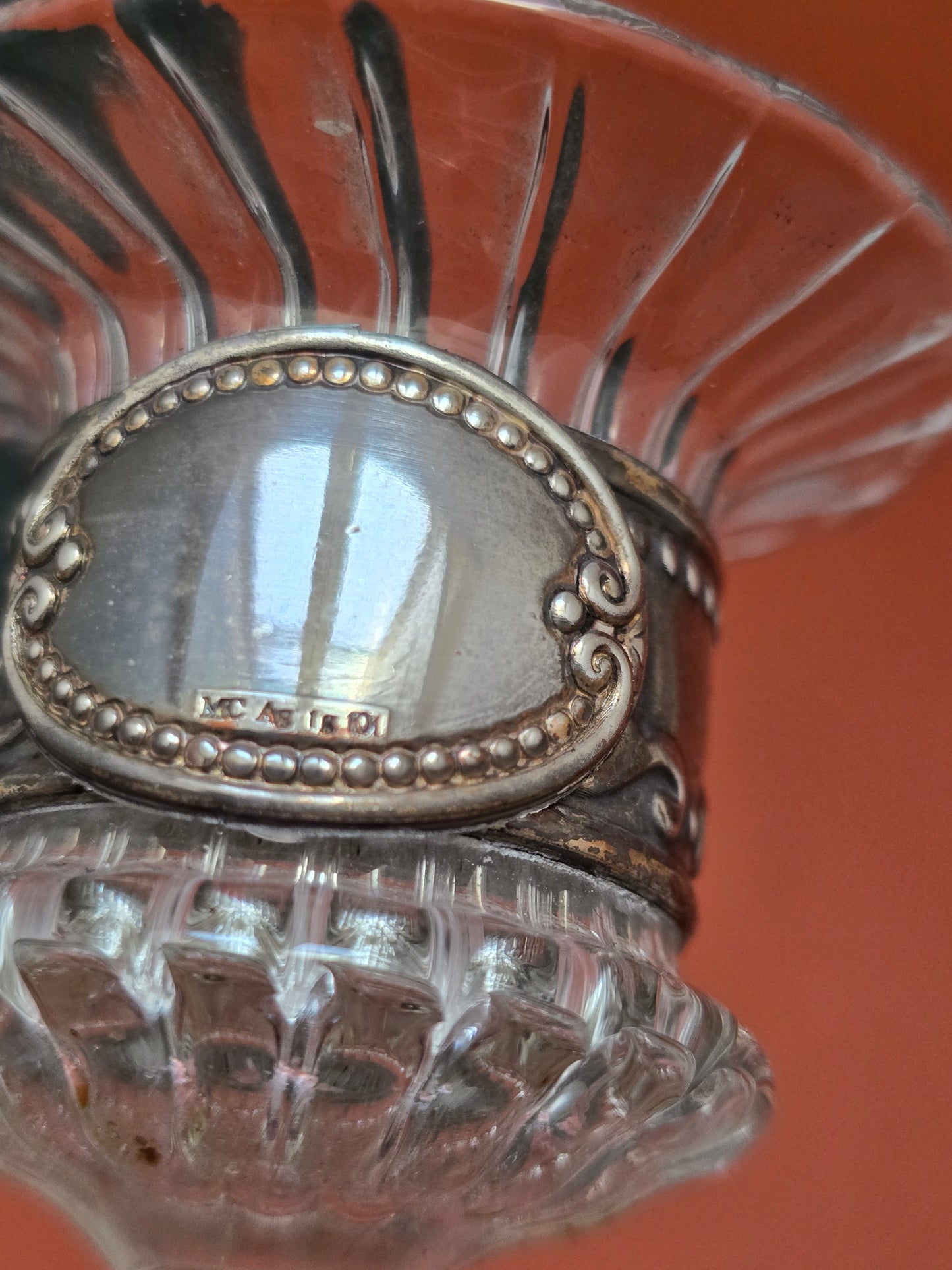 Pair of Murano Glass Candlesticks | Vetro Soffiato | Silver Collar | c.1960s