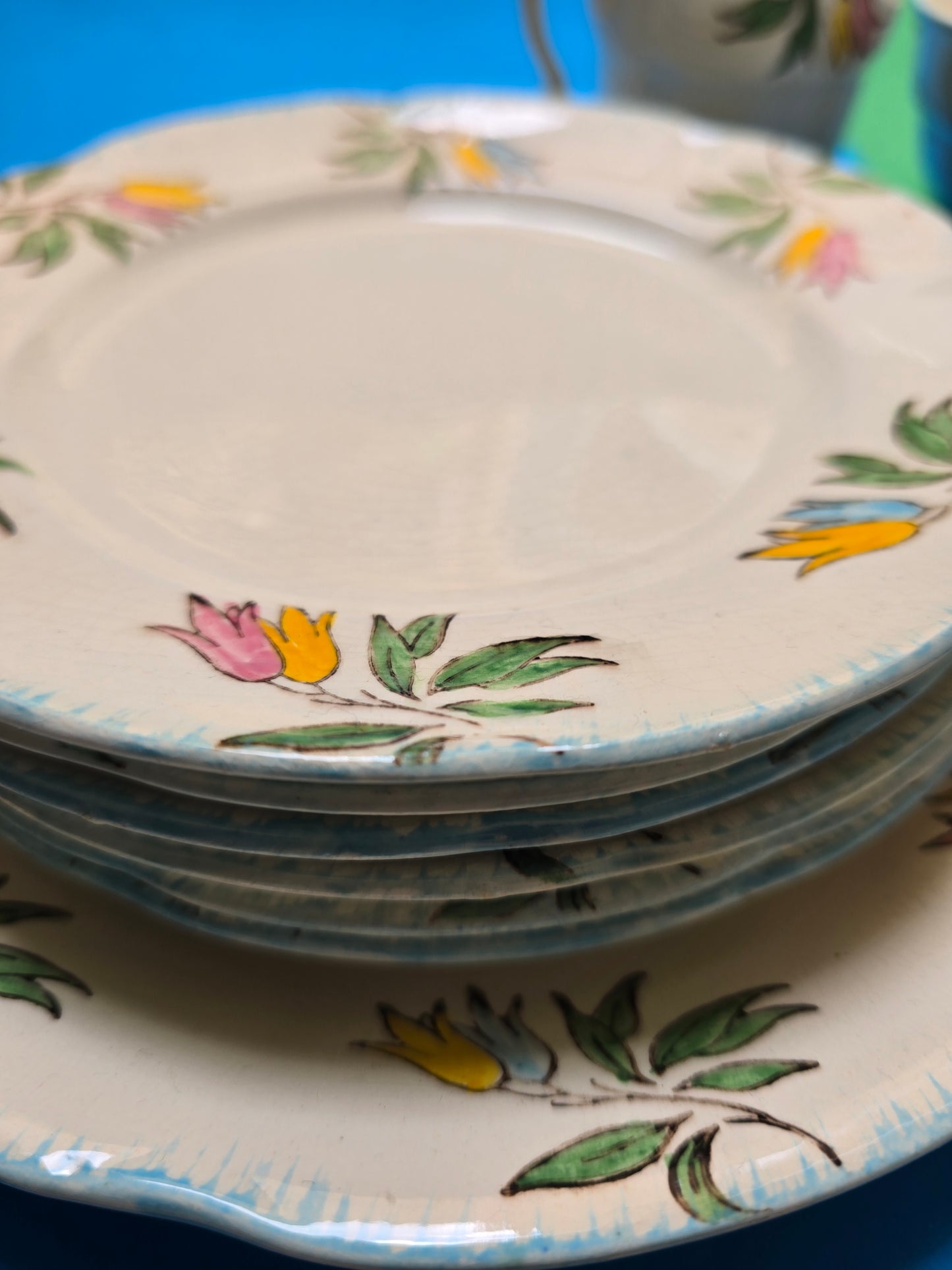Jas. Broadhurst & Sons 'Kendal' Complete Tea Service for Six, Hand-Painted Campanula, c.1930–1940