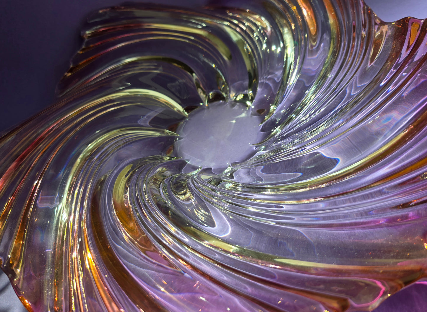 Mikasa Crystal Swirl Bowl, Art Nouveau Revival, c.1970s