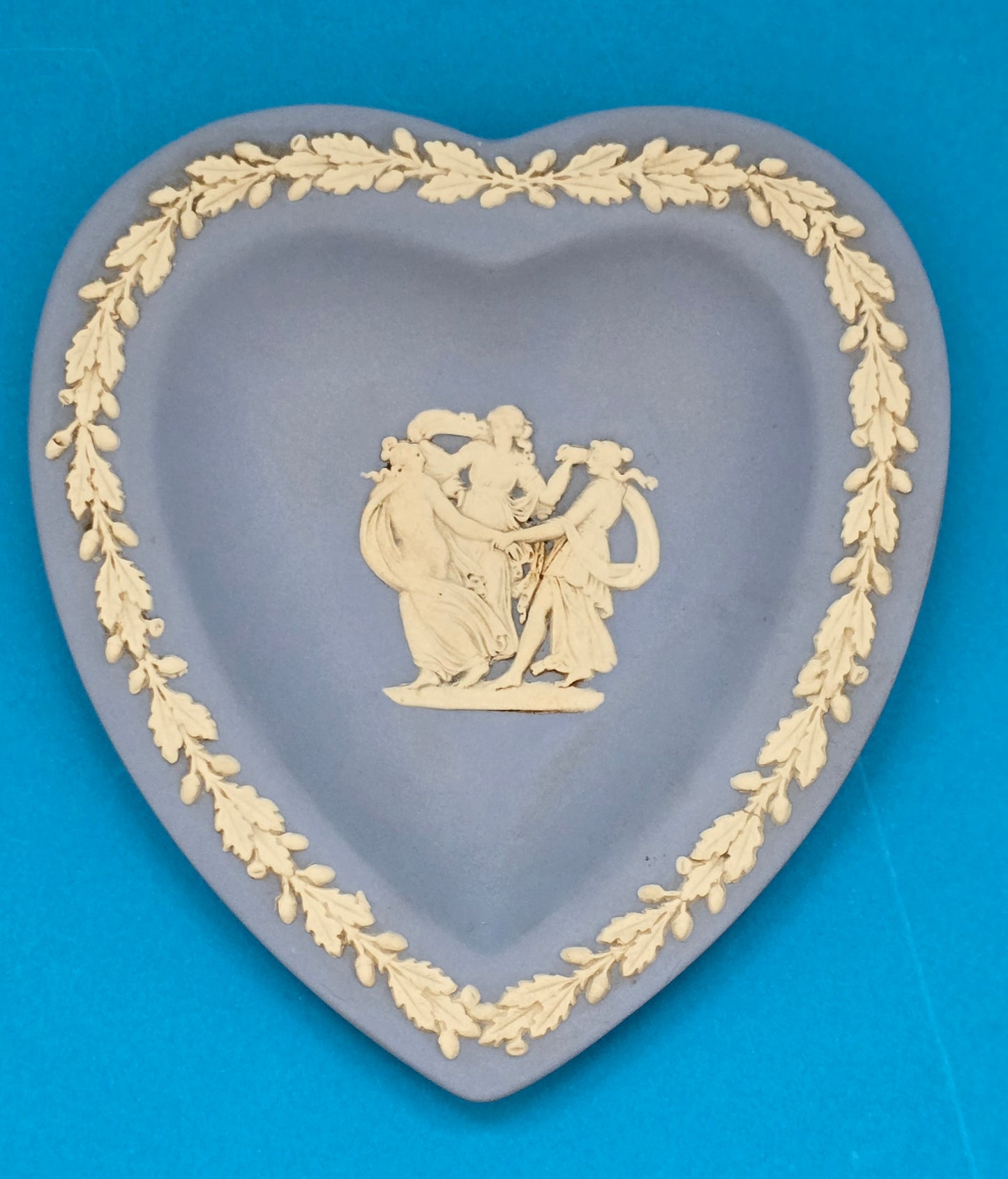 Wedgwood Jasperware Blue Heart Trinket Tray with Three Graces