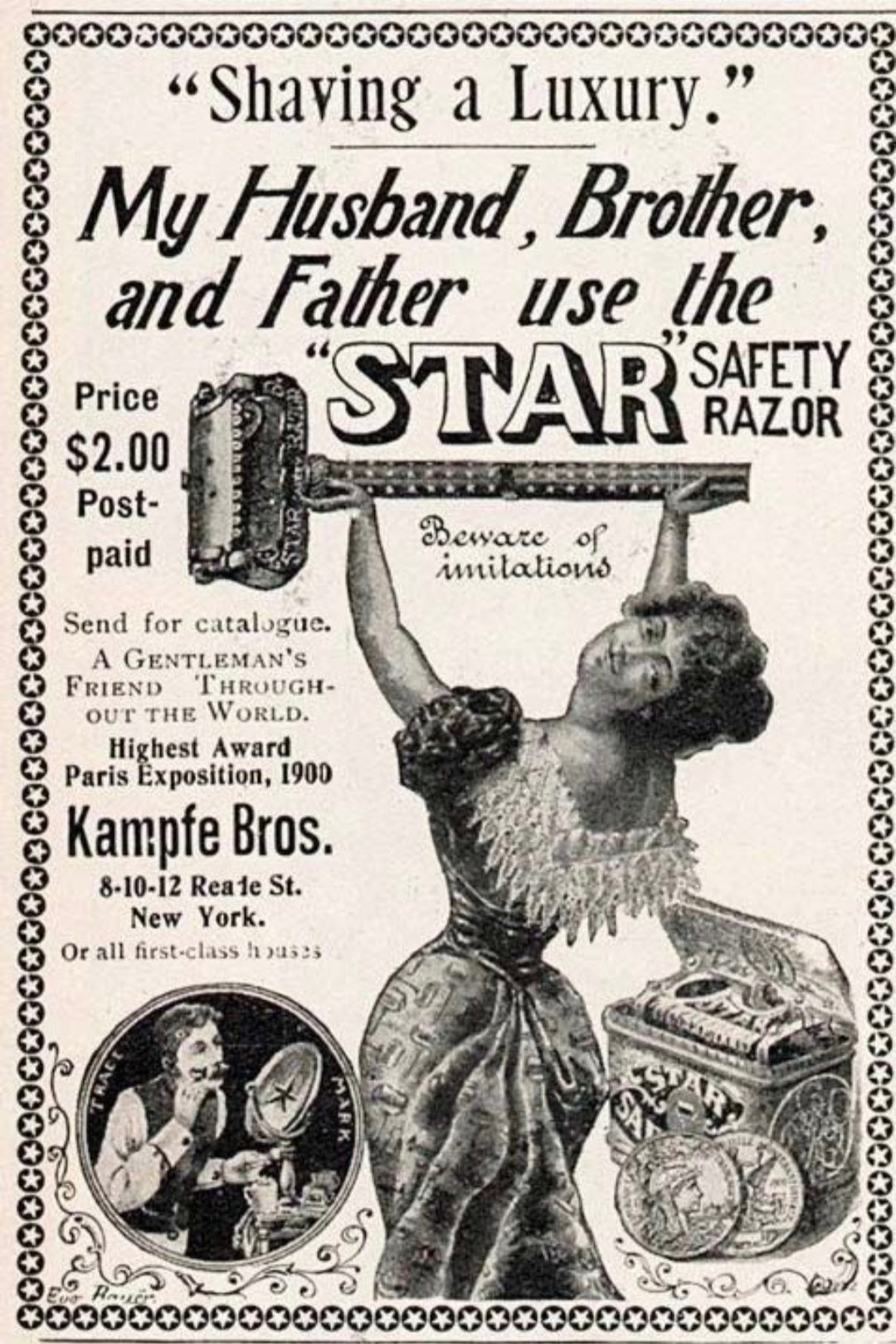 Star Safety Razor, Kampfe Bros., Made in U.S.A., c.1900–1920