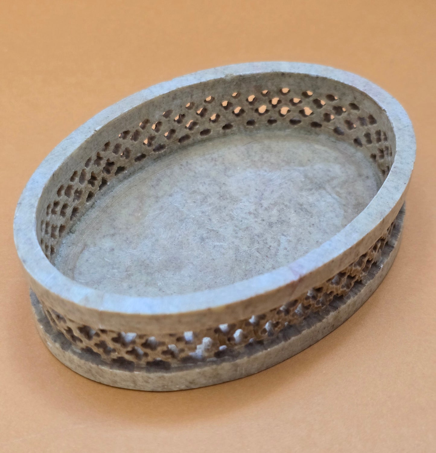 Indian Soapstone Box | Mother of Pearl & Stone Inlay | Rajasthan | c.1970s